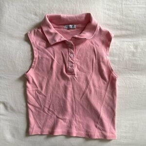 Pink sleeveless collared top xs
